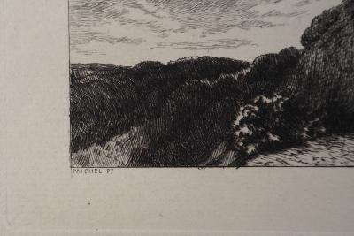 Georges Michel (d’après) Château à flanc de falaise - Gravure d’après peinture 2