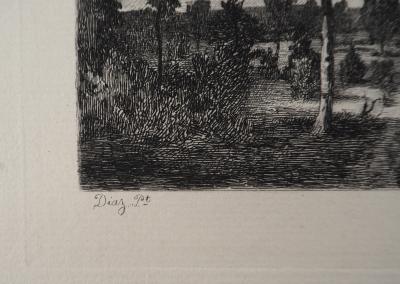 Narcisse DIAZ de la PENA : Champs à Fontainebleau - Gravure, Signée #Durand Ruel - 1873 2