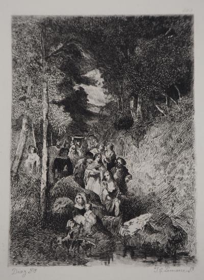 Narcisse DIAZ de la PENA : Voyage Bohémien - Gravure, Signée #Durand Ruel - 1873 2