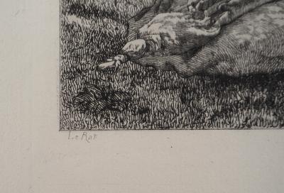 Jean François MILLET (d’après) - La jeune bergère,1873 - Gravure, signée 2