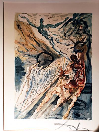 Salvador Dali, Divine Comédie Inferno 26, Gravure sur bois signée 2