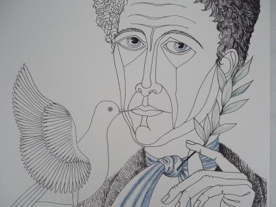 Jean MARAIS - Jean Cocteau, Homme de Paix - Lithographie signée 2