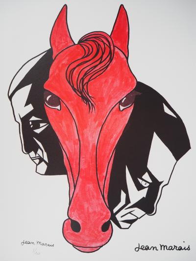 Jean MARAIS - Hommage équestre à Gabin et Ventura - Lithographie signée 2