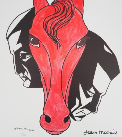 Jean MARAIS - Hommage équestre à Gabin et Ventura - Lithographie signée 2