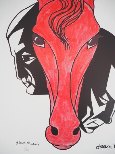 Jean MARAIS - Hommage équestre à Gabin et Ventura - Lithographie signée 2