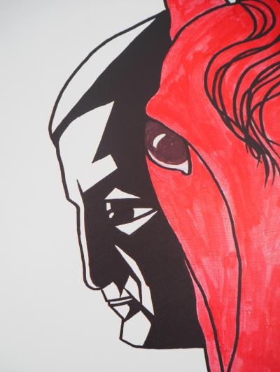 Jean MARAIS - Hommage équestre à Gabin et Ventura - Lithographie signée 2