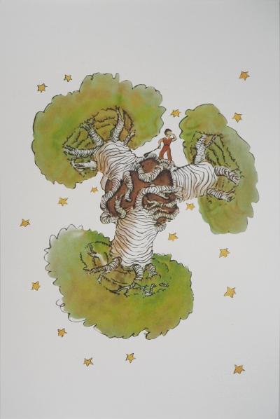 Antoine DE SAINT-EXUPERY : Le Petit Prince parmi les baobabs - Lithographie