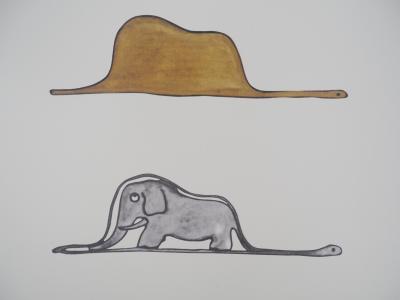 Antoine DE SAINT-EXUPERY : Le Petit Prince, un éléphant dans un chapeau - Lithographie 2