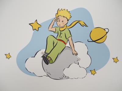 Antoine de Saint-Exupery: The Little Prince observes from his asteroid - Lithograph 2