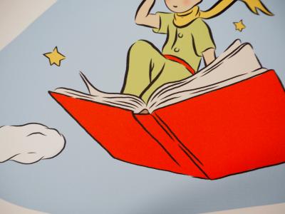 Antoine DE SAINT-EXUPERY : Le Petit Prince et le livre volant - Lithographie 2