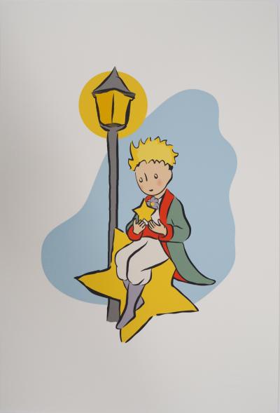 Antoine DE SAINT-EXUPERY : Le Petit Prince et l’étoile lumineuse - Lithographie