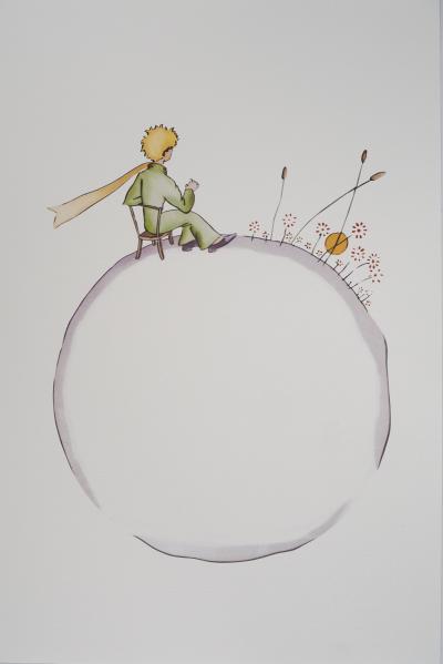 Antoine DE SAINT-EXUPERY : Le Petit Prince sur la planète fleurie - Lithographie