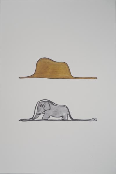 Antoine DE SAINT-EXUPERY : Le Petit Prince, un éléphant dans un chapeau - Lithographie