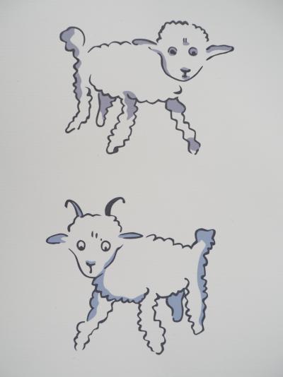 Antoine DE SAINT-EXUPERY : Le Petit Prince et les moutons - Lithographie 2