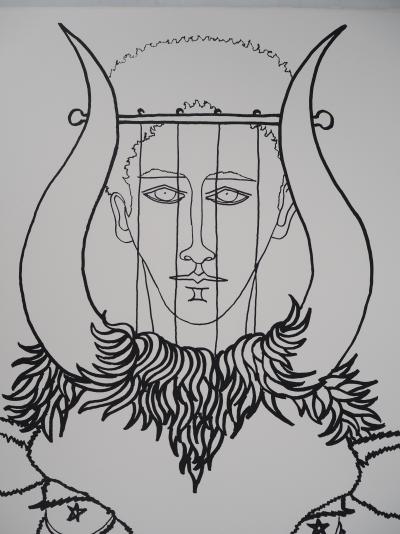 Jean MARAIS - Musicien à la harpe et sa chèvre - Lithographie originale signée 2