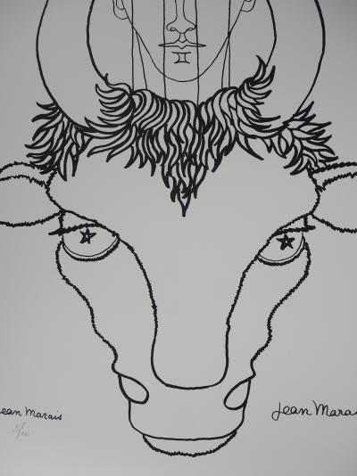 Jean MARAIS - Musicien à la harpe et sa chèvre - Lithographie originale signée 2