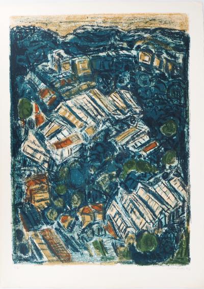 André COTTAVOZ - Les serres vertes du Sud (Vallauris), 1973 - Lithographie originale, signée 2