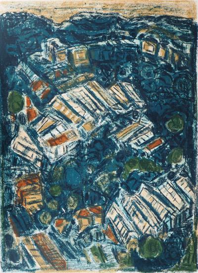 André COTTAVOZ - Les serres vertes du Sud (Vallauris), 1973 - Lithographie originale, signée 2