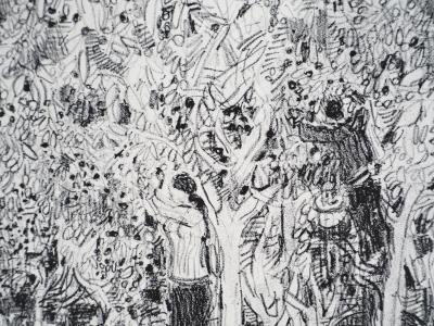André COTTAVOZ - Cueillette estivale à Vallauris, vers 1976 - Lithographie originale, signée 2