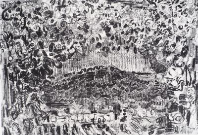 André COTTAVOZ - Fête et foule en ébullition à Vallauris, vers 1976 - Lithographie originale, signée 2