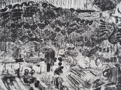 André COTTAVOZ - Fête et foule en ébullition à Vallauris, vers 1976 - Lithographie originale, signée 2