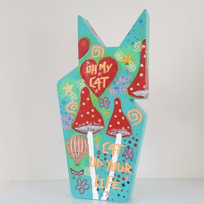 Stephanie Godann - CHAT’MANITE- Technique mixte sur papier mâché 2