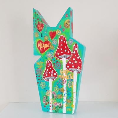 Stephanie Godann - CHAT’MANITE- Technique mixte sur papier mâché 2