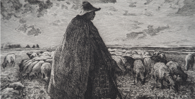 Jean François MILLET : Le vieux berger - Gravure, Signée #Durand Ruel - 1873 2