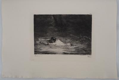 Jean François MILLET : Baigneurs - Gravure, Signée #Durand Ruel - 1873 2