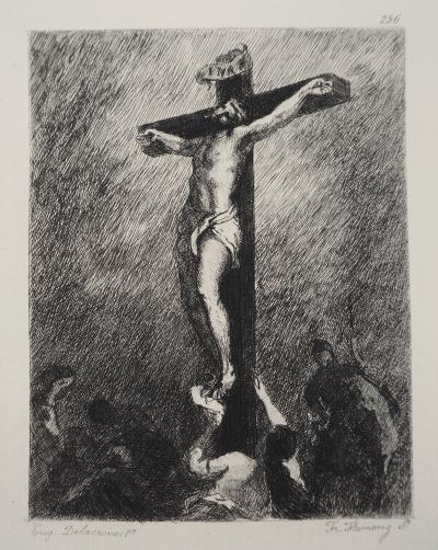 Eugène DELACROIX  (D’après) : Christ sur la croix, Signée #Durand Ruel - 1873 2