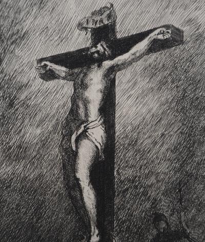 Eugène DELACROIX  (D’après) : Christ sur la croix, Signée #Durand Ruel - 1873 2