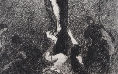 Eugène DELACROIX  (D’après) : Christ sur la croix, Signée #Durand Ruel - 1873 2
