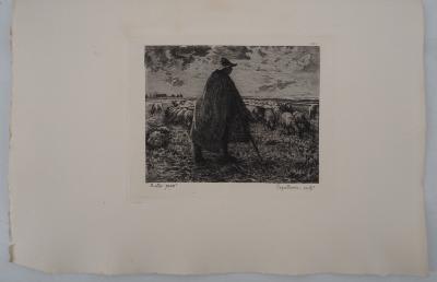 Jean François MILLET : Le vieux berger - Gravure, Signée #Durand Ruel - 1873 2