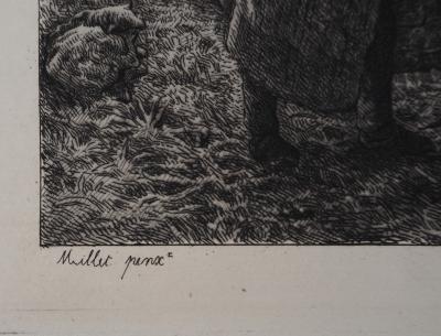 Jean François MILLET : Le vieux berger - Gravure, Signée #Durand Ruel - 1873 2