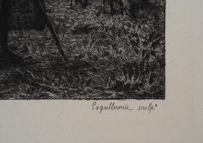 Jean François MILLET : Le vieux berger - Gravure, Signée #Durand Ruel - 1873 2
