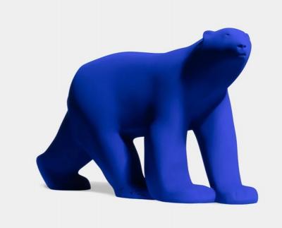 Pompon and Yves Klein - The Pompon Bear - Sculpture