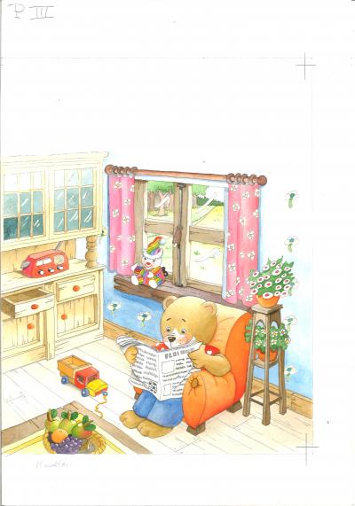 Jean-Paul Leroy - Une journée avec Nounours - Dessin original à l’aquarelle 2