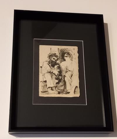 Pablo PICASSO (1881–1973 ) - la flûte double, scène de famille, 1967 -  Lithographie 2