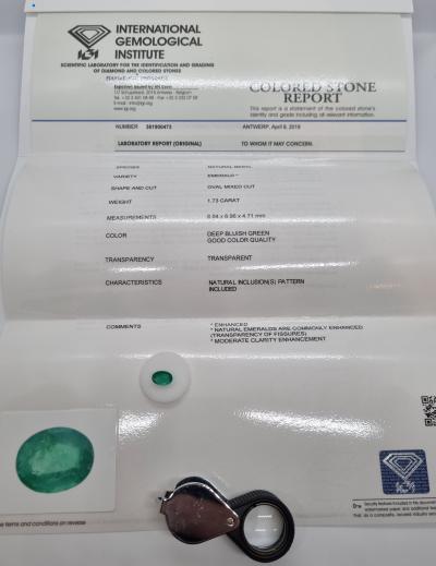 Belle Émeraude verte intense Naturel  - 1,73 ct  - Certifié IGI Anvers - 2