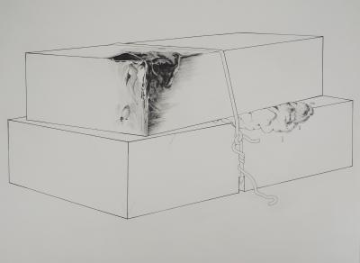 TITUS-CARMEL - The deterioration of the two boxes: contamination, 1971 - Original etching, signed 2