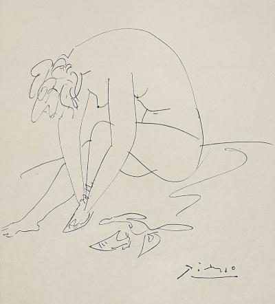 Pablo Picasso - Femme assise, 1954 - Gravure signée dans la planche 2