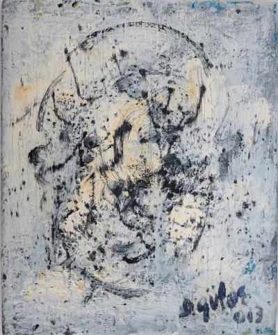 Dyap GULER - Visage masculin décomposé et abstrait - Technique mixte sur toile 2