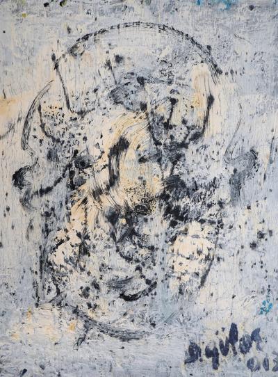 Dyap GULER - Visage masculin décomposé et abstrait - Technique mixte sur toile 2