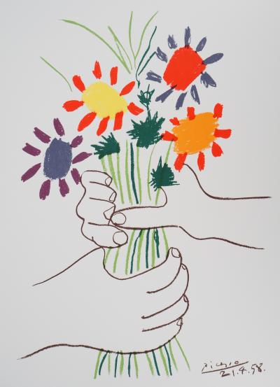 Pablo Picasso - Le bouquet de la Paix - Lithographie signée