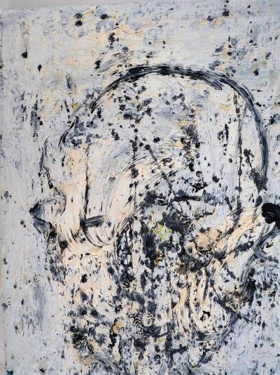 Dyap GULER - Tête expressive en bleu, noir et blanc  - Technique mixte sur toile 2