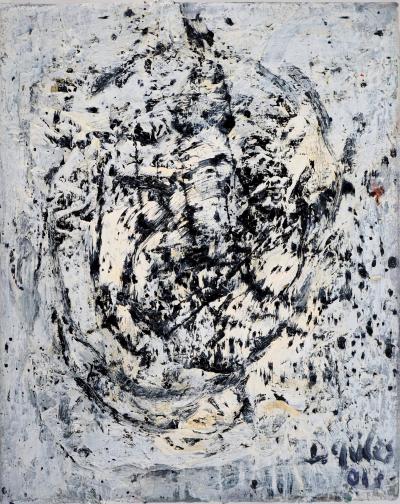 Dyap GULER - Portrait masculin sphérique et abstrait - Technique mixte sur toile 2
