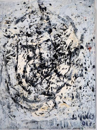 Dyap GULER - Portrait masculin sphérique et abstrait - Technique mixte sur toile 2
