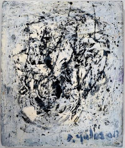 Dyap GULER - Portrait masculin, abstraction en bleu et noir  - Technique mixte sur toile 2