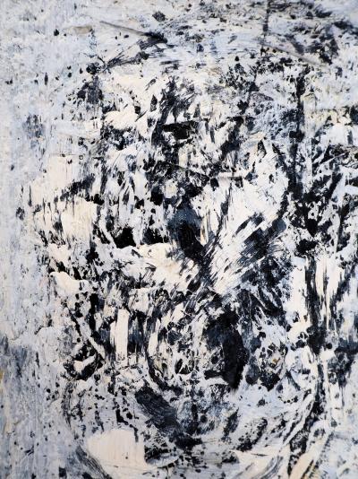 Dyap GULER - Portrait masculin, abstraction en bleu et noir  - Technique mixte sur toile 2