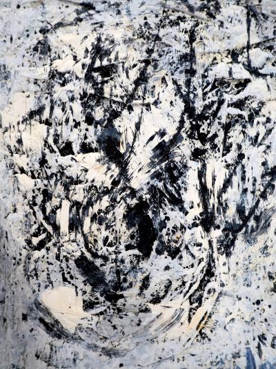 Dyap GULER - Portrait masculin, abstraction en bleu et noir  - Technique mixte sur toile 2